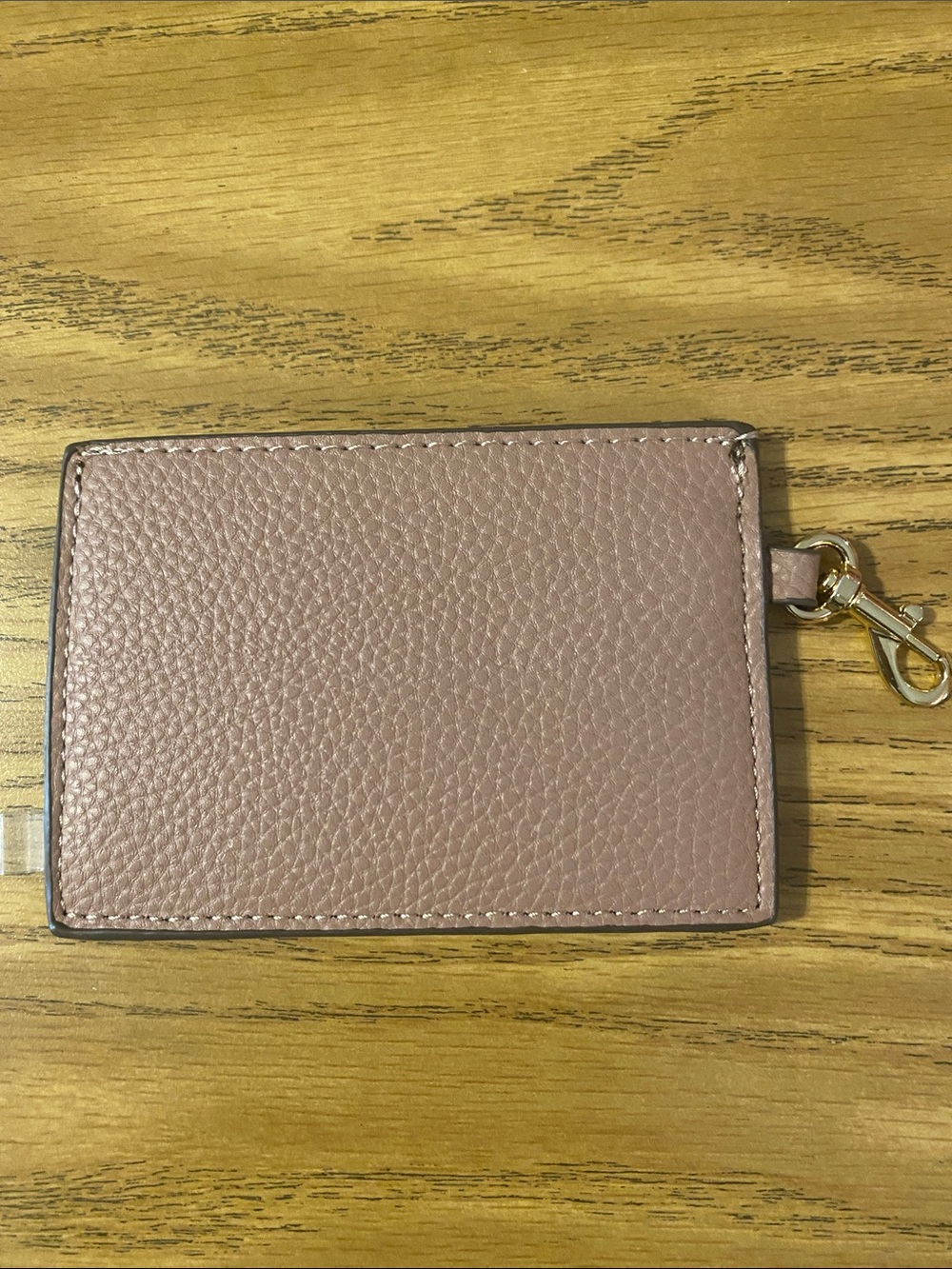 Anne Klein Pink Trim Brown Monogram Card Holder with Snap Hook - Picture 4 of 4